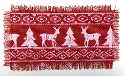 Zeige Details für Miniatur Teppich in rot mit Fransen  Bild von Miniatur Teppich in rot mit Fransen