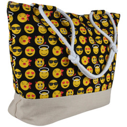 Zeige Details für Shopper Einkaufstasche Strandtasche schwarz Emoticon Bild von Shopper Einkaufstasche Strandtasche schwarz Emoticon