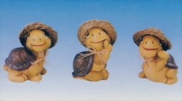 Zeige Details für 3 lustige Schildkröten mit Strohhut Bild von 3 lustige Schildkröten mit Strohhut