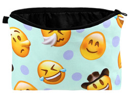 Zeige Details für Kosmetiktasche mit Motiv Emoticons gelb blau braun Bild von Kosmetiktasche mit Motiv Emoticons gelb blau braun