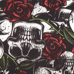Zeige Details für Baumwolle Poplin "Skulls with Roses" weiss Bild von Baumwolle Poplin "Skulls with Roses" weiss