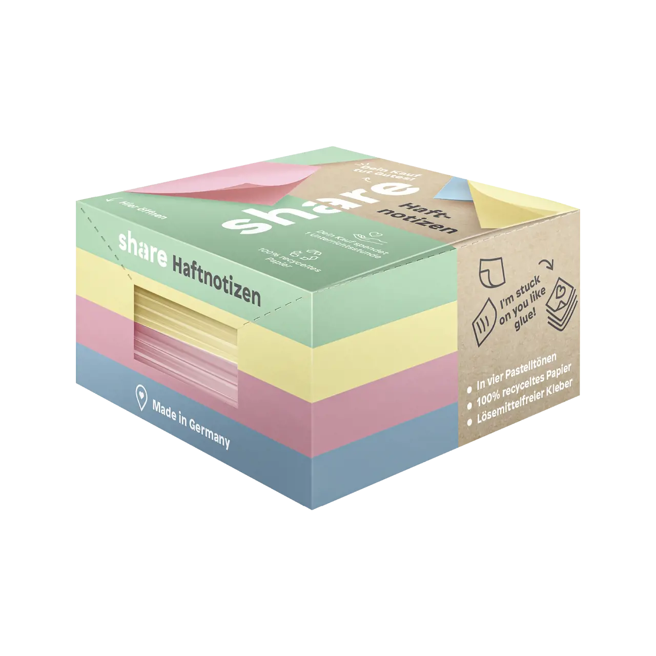 Bild von share Haftnotizblock mit Pastellfarben