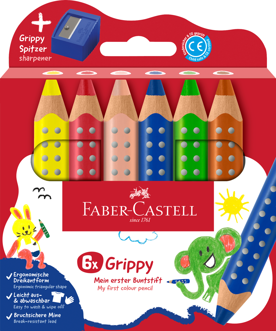 Bild von FABER CASTELL Buntstift Grippy, 6er Set mit Spitzer