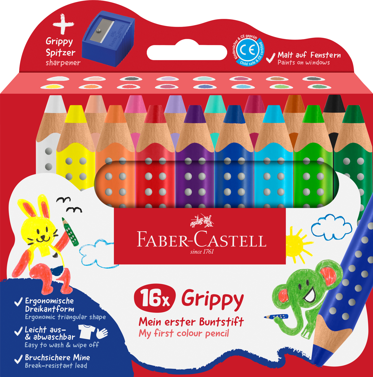 Bild von FABER CASTELL Buntstift Grippy, 16er Set mit Spitzer