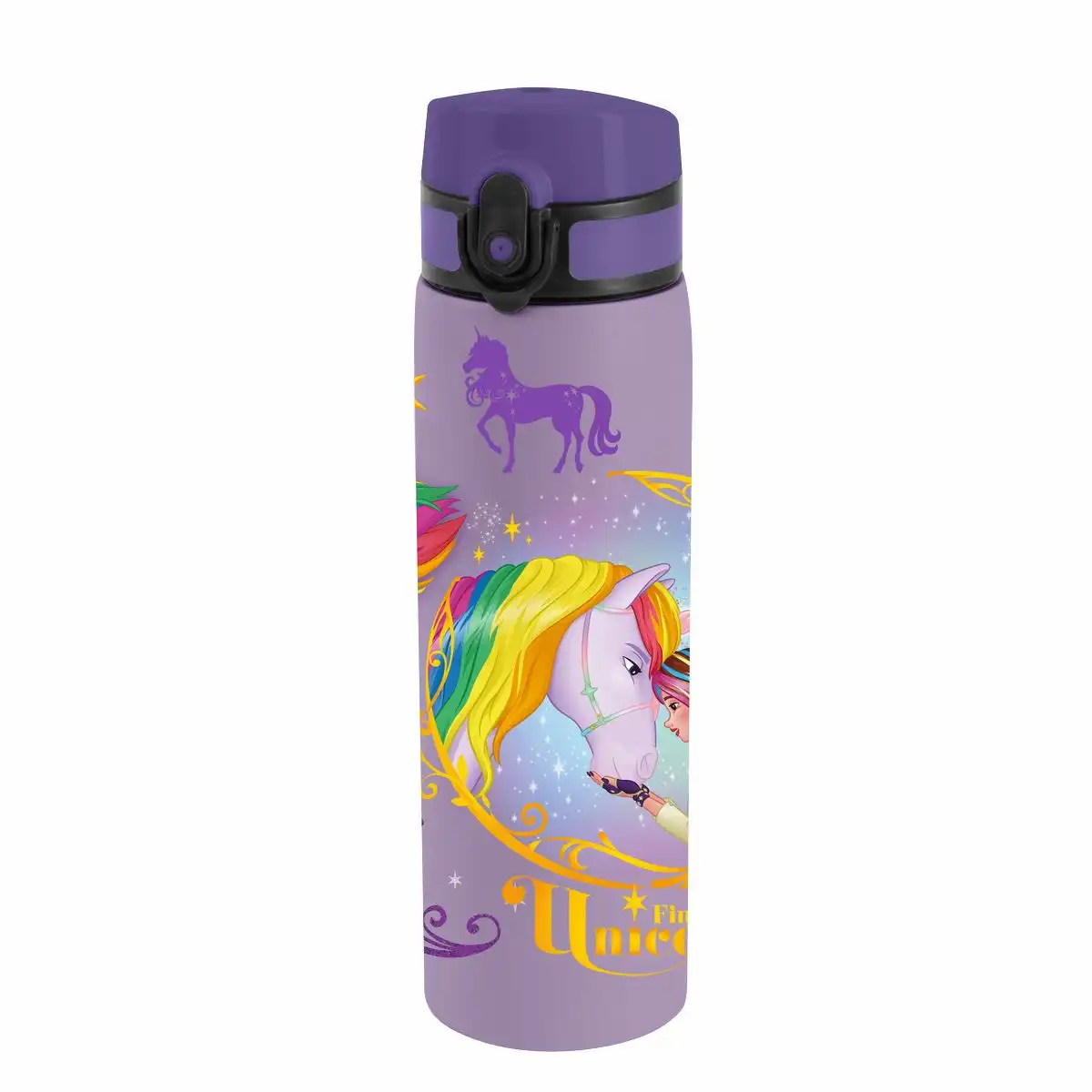 Bild von Unicorn Academy Trinkflasche lila/regenbogen